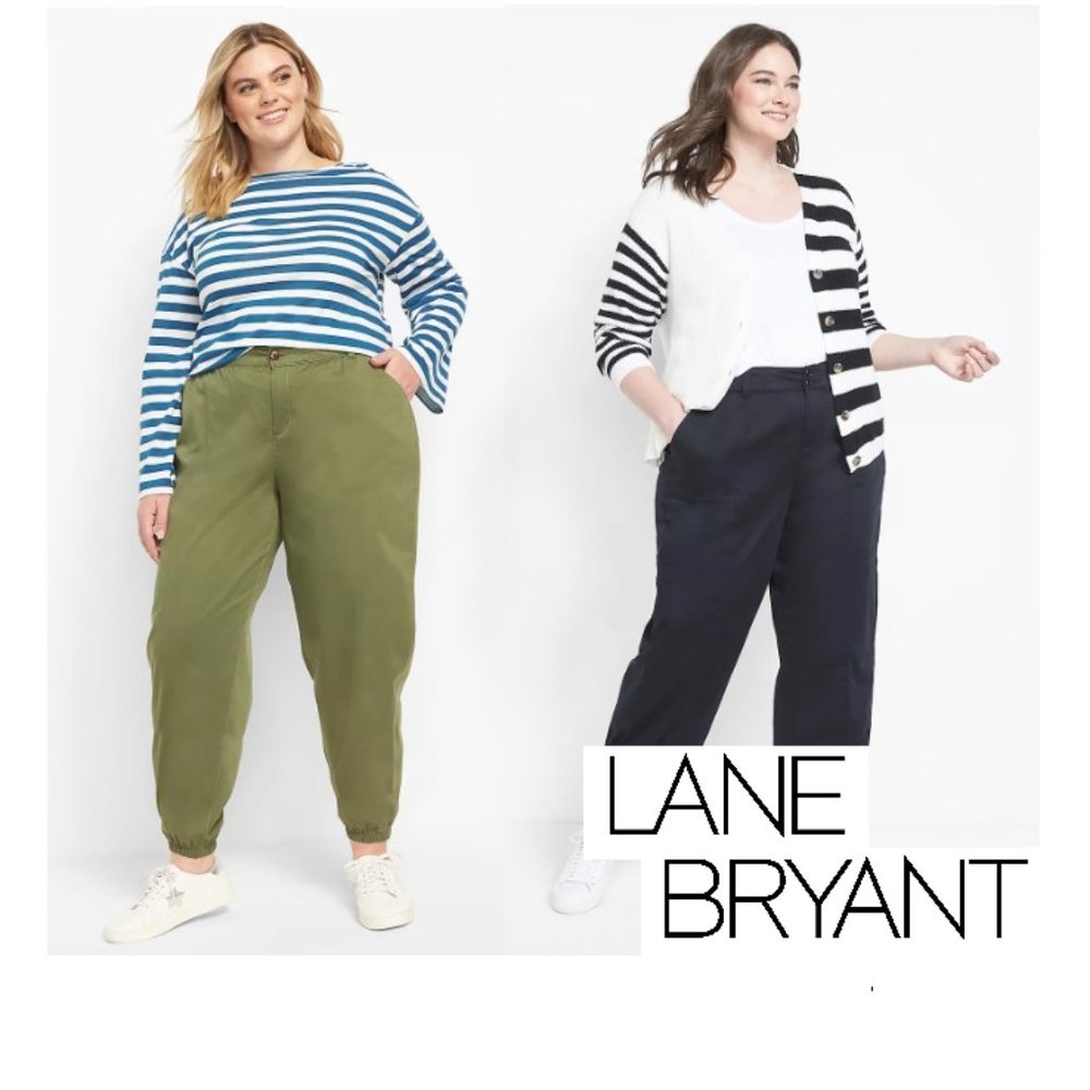 *2 PAIR* Lane Bryant Soft Sateen Joggers (Olive Green & Black)